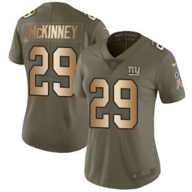 Wholesale Cheap Nike Giants #29 Xavier McKinney Olive/Gold Women\'s Stitched NFL Limited 2017 Salute To Service Jersey