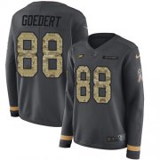 Wholesale Cheap Nike Eagles #88 Dallas Goedert Anthracite Salute to Service Women's Stitched NFL Limited Therma Long Sleeve Jersey