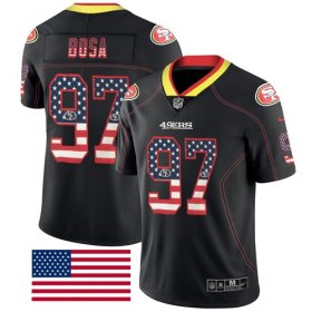 Wholesale Cheap Nike 49ers #97 Nick Bosa Black Men\'s Stitched NFL Limited Rush USA Flag Jersey