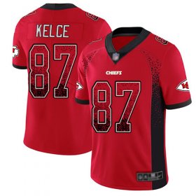 Wholesale Cheap Nike Chiefs #87 Travis Kelce Red Team Color Men\'s Stitched NFL Limited Rush Drift Fashion Jersey