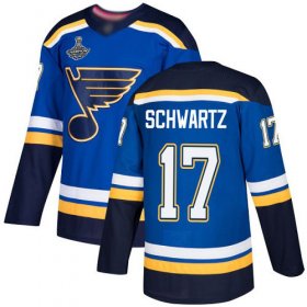 Wholesale Cheap Adidas Blues #17 Jaden Schwartz Blue Home Authentic Stanley Cup Champions Stitched NHL Jersey