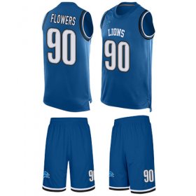 Wholesale Cheap Nike Lions #90 Trey Flowers Blue Team Color Men\'s Stitched NFL Limited Tank Top Suit Jersey