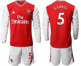 Wholesale Cheap Arsenal #5 Gabriel Red Home Long Sleeves Soccer Club Jersey