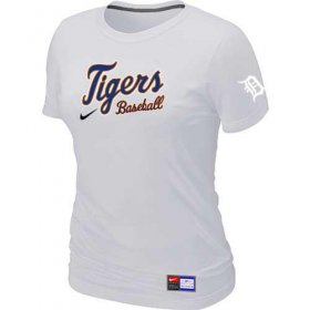 Wholesale Cheap Women\'s Detroit Tigers Nike Short Sleeve Practice MLB T-Shirt White