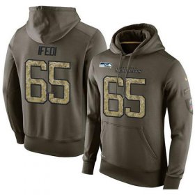 Wholesale Cheap NFL Men\'s Nike Seattle Seahawks #65 Germain Ifedi Stitched Green Olive Salute To Service KO Performance Hoodie