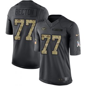 Wholesale Cheap Nike Jets #77 Mekhi Becton Black Men\'s Stitched NFL Limited 2016 Salute to Service Jersey