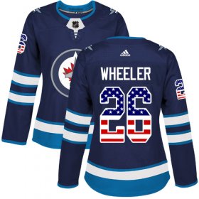 Wholesale Cheap Adidas Jets #26 Blake Wheeler Navy Blue Home Authentic USA Flag Women\'s Stitched NHL Jersey