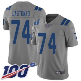 Wholesale Cheap Nike Colts #74 Anthony Castonzo Gray Men\'s Stitched NFL Limited Inverted Legend 100th Season Jersey
