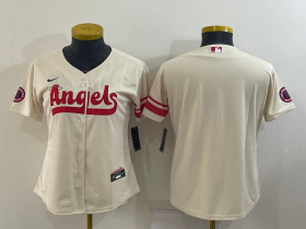Wholesale Cheap Women\'s Los Angeles Angels Blank Cream 2022 City Connect Cool Base Stitched Jersey