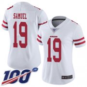 Wholesale Cheap Nike 49ers #19 Deebo Samuel White Women's Stitched NFL 100th Season Vapor Limited Jersey