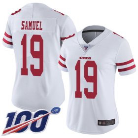 Wholesale Cheap Nike 49ers #19 Deebo Samuel White Women\'s Stitched NFL 100th Season Vapor Limited Jersey