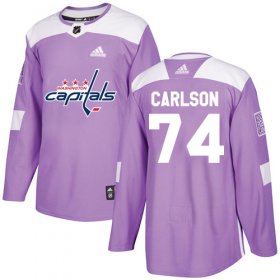Wholesale Cheap Adidas Capitals #74 John Carlson Purple Authentic Fights Cancer Stitched Youth NHL Jersey
