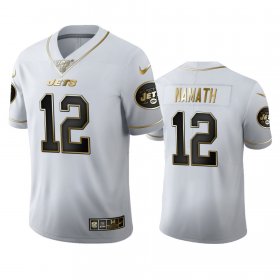 Wholesale Cheap New York Jets #12 Joe Namath Men\'s Nike White Golden Edition Vapor Limited NFL 100 Jersey