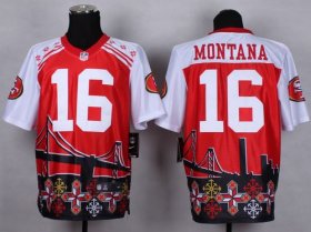 Wholesale Cheap Nike 49ers #16 Joe Montana Red Men\'s Stitched NFL Elite Noble Fashion Jersey