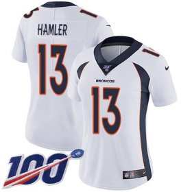 Wholesale Cheap Nike Broncos #13 KJ Hamler White Women\'s Stitched NFL 100th Season Vapor Untouchable Limited Jersey