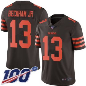 Wholesale Cheap Nike Browns #13 Odell Beckham Jr Brown Men\'s Stitched NFL Limited Rush 100th Season Jersey