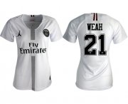 Wholesale Cheap Women's Jordan Paris Saint-Germain #21 Weah Away Soccer Club Jersey