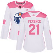 Wholesale Cheap Adidas Oilers #21 Andrew Ference White/Pink Authentic Fashion Women's Stitched NHL Jersey