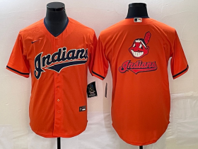 Wholesale Cheap Men\'s Cleveland Guardians Orange Team Big Logo Cool Base Stitched Jersey