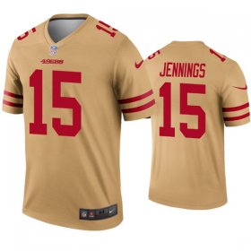 Cheap Mens San Francisco 49ers #15 Jauan Jennings Nike Gold Inverted Limited Player Jersey