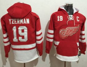 Wholesale Cheap Red Wings #19 Steve Yzerman Red Name & Number Pullover NHL Hoodie