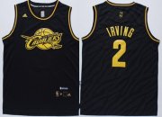 Wholesale Cheap Cleveland Cavaliers #2 Kyrie Irving Revolution 30 Swingman 2014 Black With Gold Jersey