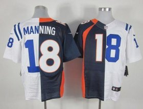 Wholesale Cheap Nike Colts #18 Peyton Manning Navy Blue/White Men\'s Stitched NFL Elite Split Broncos Jersey