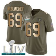 Wholesale Cheap Nike 49ers #69 Mike McGlinchey Olive/Gold Super Bowl LIV 2020 Youth Stitched NFL Limited 2017 Salute To Service Jersey