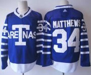 Wholesale Cheap Adidas Maple Leafs #34 Auston Matthews Blue Authentic 1918 Arenas Throwback Stitched NHL Jersey