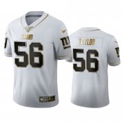 Wholesale Cheap New York Giants #56 Lawrence Taylor Men's Nike White Golden Edition Vapor Limited NFL 100 Jersey