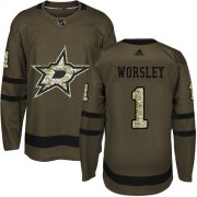 Wholesale Cheap Adidas Stars #1 Gump Worsley Green Salute to Service Stitched NHL Jersey