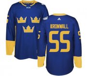 Wholesale Cheap Team Sweden #55 Niklas Kronwall Blue 2016 World Cup Stitched NHL Jersey