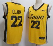 Cheap Men's Iowa Hawkeyes #22 Caitlin Clark Yellow Stitched Jersey