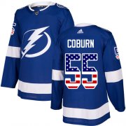 Cheap Adidas Lightning #55 Braydon Coburn Blue Home Authentic USA Flag Stitched Youth NHL Jersey