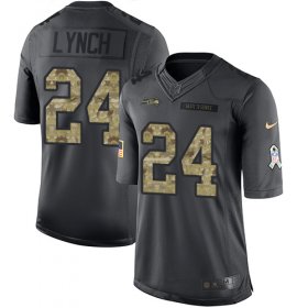 Wholesale Cheap Nike Seahawks #24 Marshawn Lynch Black Men\'s Stitched NFL Limited 2016 Salute to Service Jersey
