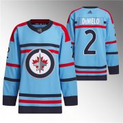 Cheap Men's Winnipeg Jets #2 Dylan DeMelo Light Blue Anniversary Primegreen Stitched Jersey