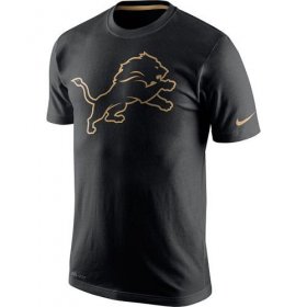 Wholesale Cheap Men\'s Detroit Lions Nike Black Championship Drive Gold Collection Performance T-Shirt