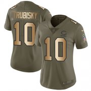 Wholesale Cheap Nike Bears #10 Mitchell Trubisky Olive/Gold Women's Stitched NFL Limited 2017 Salute to Service Jersey