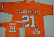 Wholesale Cheap Oklahoma State Cowboys #21 Barry Sanders Orange Throwback Jersey
