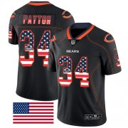 Wholesale Cheap Nike Bears #34 Walter Payton Black Men's Stitched NFL Limited Rush USA Flag Jersey