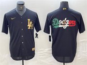 Cheap Mens Los Angeles Dodgers Team Big Logo Black Cool Base Stitched Baseball Jersey