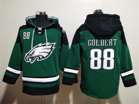 Wholesale Men\'s Philadelphia Eagles #88 Dallas Goedert Green Lace-Up Pullover Hoodie