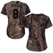 Wholesale Cheap Brewers #8 Ryan Braun Camo Realtree Collection Cool Base Women's Stitched MLB Jersey
