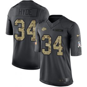 Wholesale Cheap Nike Chiefs #34 Carlos Hyde Black Men\'s Stitched NFL Limited 2016 Salute to Service Jersey