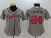 Wholesale Cheap Tigers #24 Miguel Cabrera Grey Mother's Day Cool Base Women's Stitched MLB Jersey