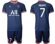 Wholesale Cheap Men 2021-2022 ClubParis Saint-Germainhome blue 7 Soccer Jersey