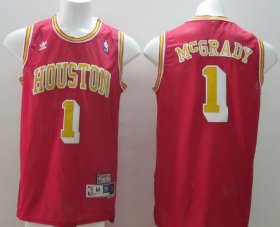 Wholesale Cheap Houston Rockets #1 Tracy McGrady Red With Gold Swingman Throwback Jersey