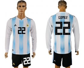 Wholesale Cheap Argentina #22 Gomez Home Long Sleeves Soccer Country Jersey