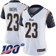 Wholesale Cheap Nike Rams #23 Cam Akers White Women's Stitched NFL 100th Season Vapor Untouchable Limited Jersey