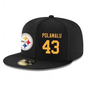 Wholesale Cheap Pittsburgh Steelers #43 Troy Polamalu Snapback Cap NFL Player Black with Gold Number Stitched Hat
